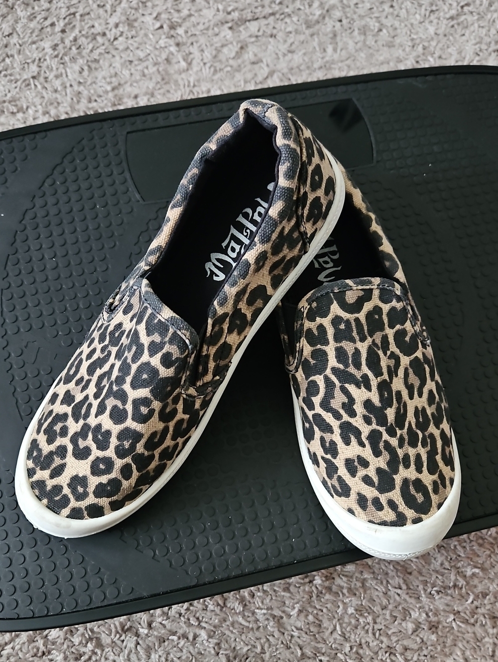 Mad Love Leopard Print Slip-On Sneakers - Tan Black
